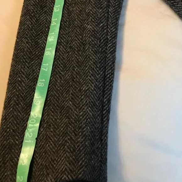 Vintage style 100% wool long coat with herringbone pattern